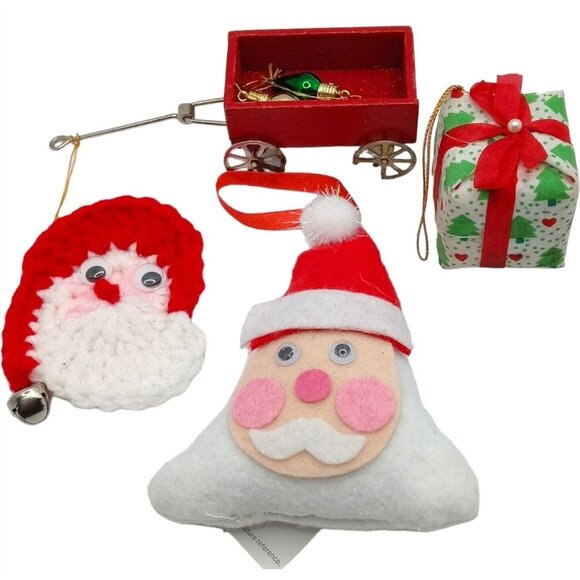 Christmas Ornaments Lot of 4 Various Holiday Season Decor Gift Topper Vintage - Picture 1 of 4